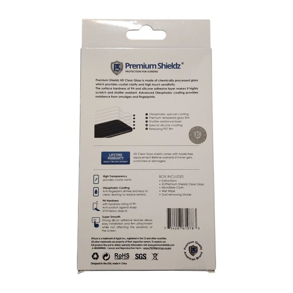 2-Pack Premium Shieldz HD Clear Glass Protector for iPhone‎ 13 Pro Max 14 Plus - Picture 2 of 2